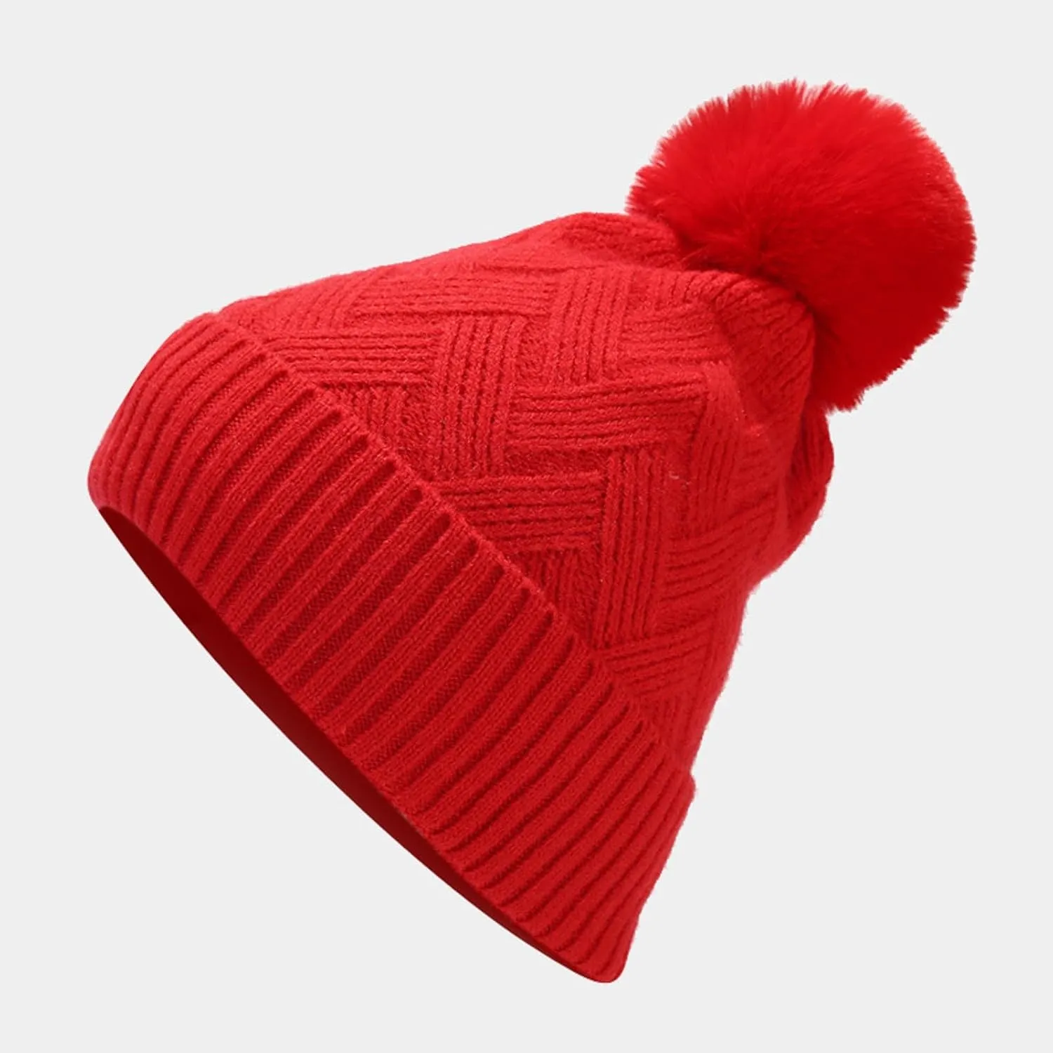 3 in 1 Set Women Men Beanie Scarf Gloves Set Fleece Lined Pom Pom Beanie Warm Knit Long Scarf Gloves for Cold Weather