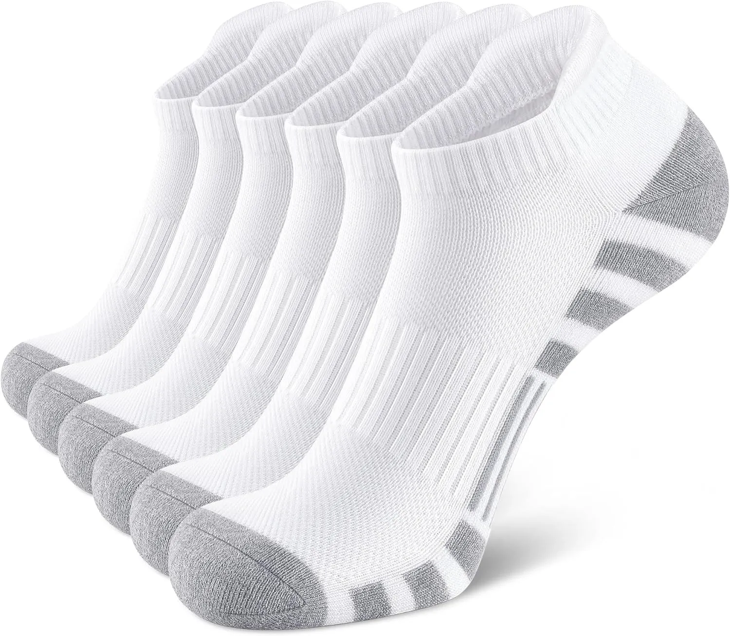 Airacker Ankle Athletic Running Socks Cushioned Breathable Low Cut Sports Tab Socks for Men and Women (6 Pairs)