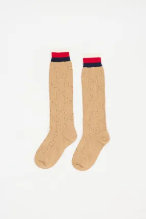 Beige & Multi Striped GG Monogram Socks