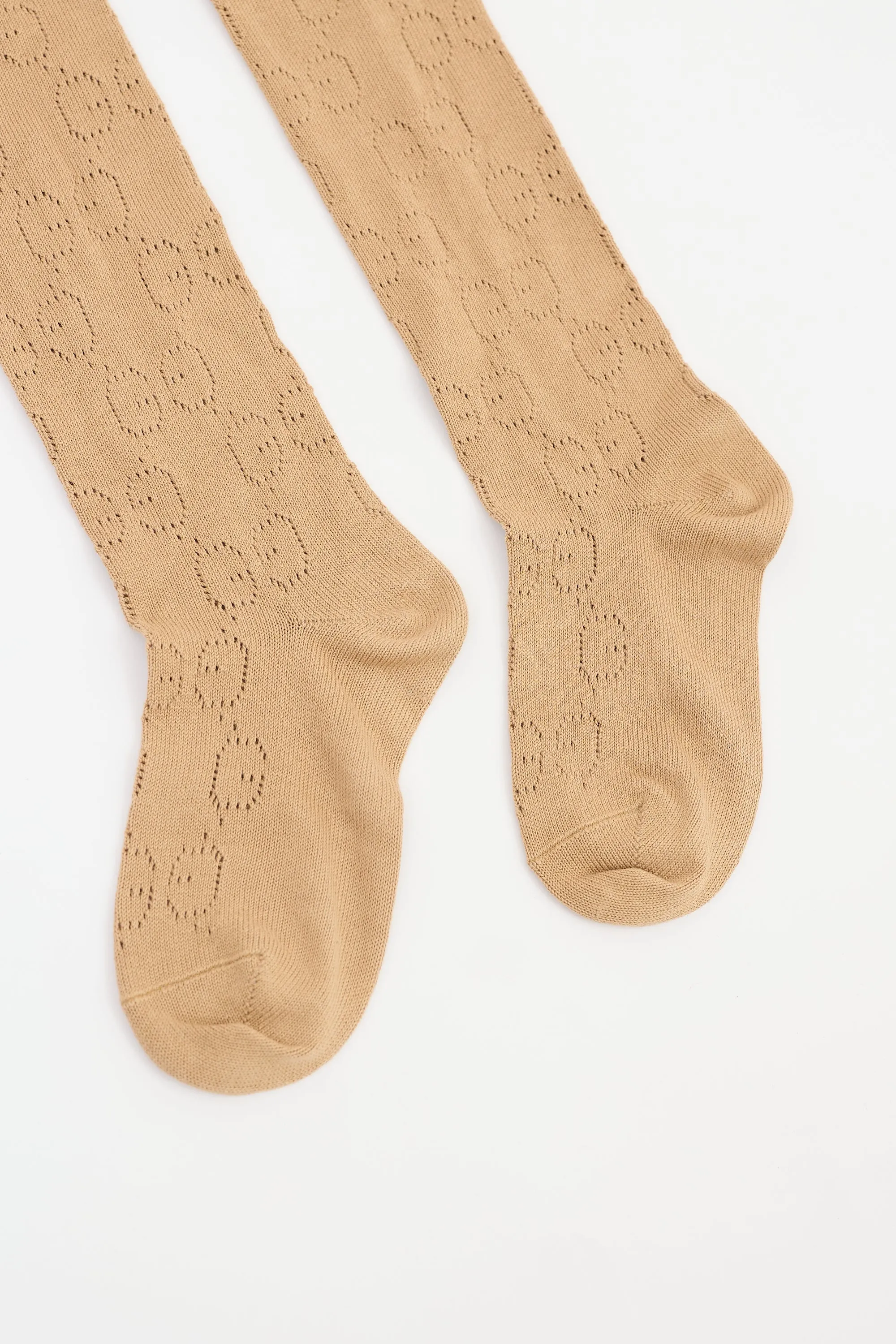 Beige & Multi Striped GG Monogram Socks