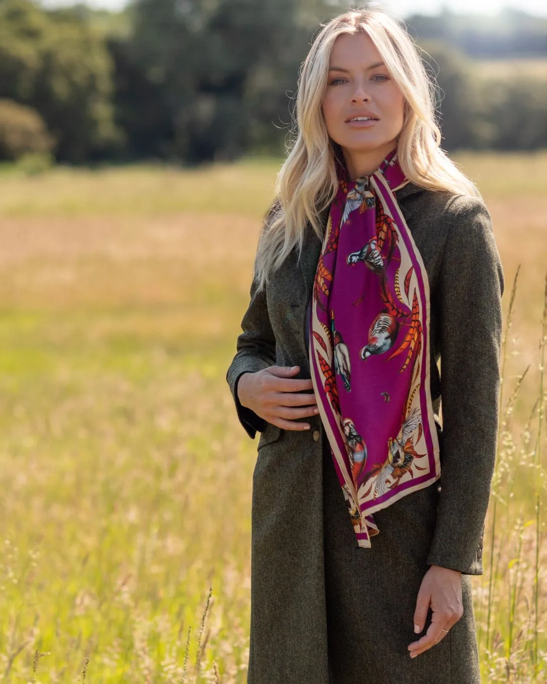Best In Show Magenta & Gold Classic Silk Scarf
