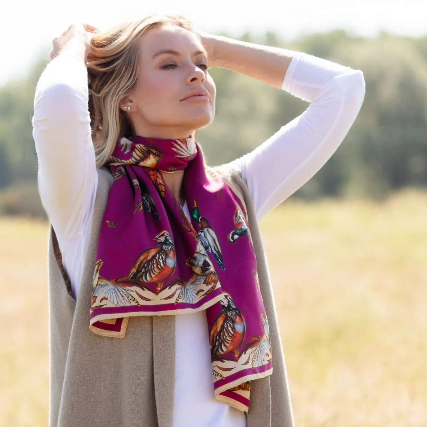 Best In Show Magenta & Gold Classic Silk Scarf