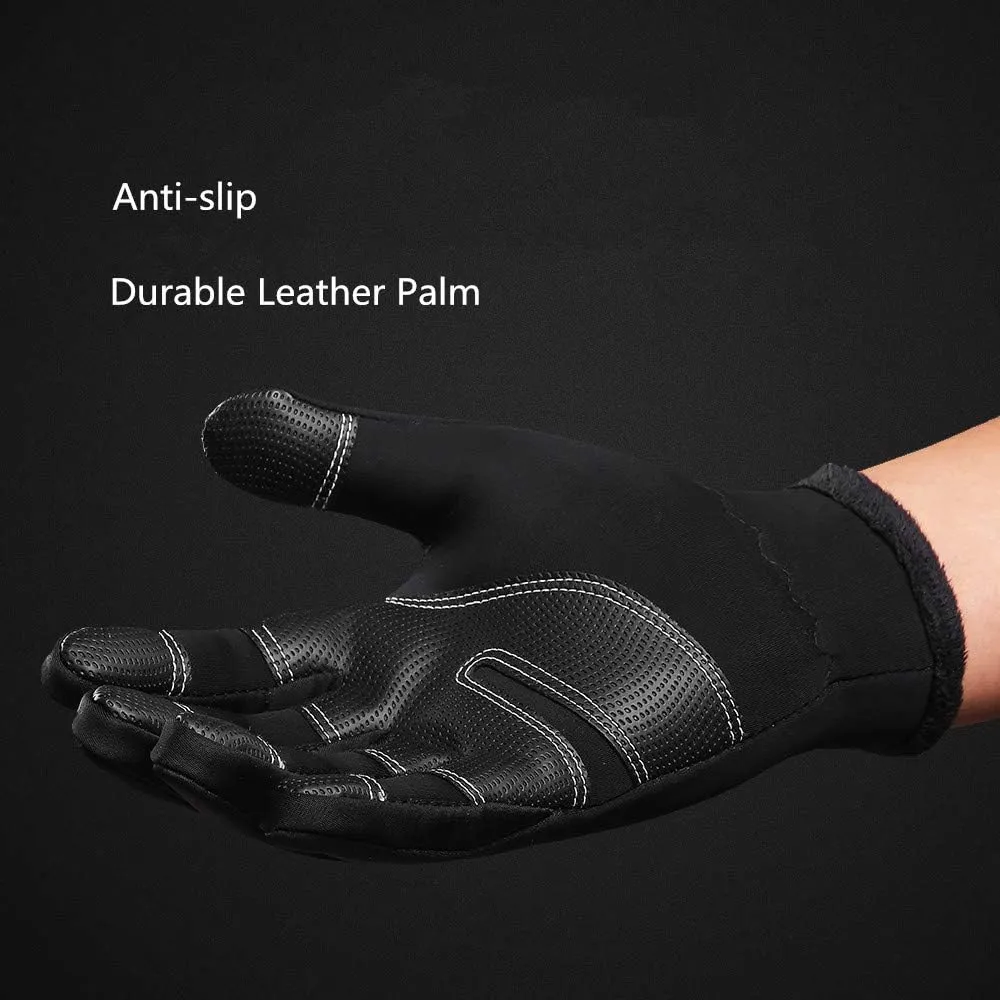 Black Gloves Waterproof Touch Screen Gloves Firm Grip Fleece Work Gloves Windstopper for Men Women