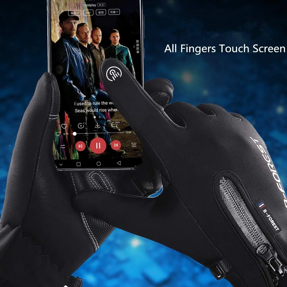 Black Gloves Waterproof Touch Screen Gloves Firm Grip Fleece Work Gloves Windstopper for Men Women