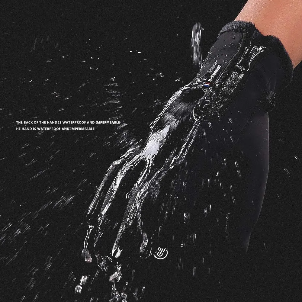 Black Gloves Waterproof Touch Screen Gloves Firm Grip Fleece Work Gloves Windstopper for Men Women