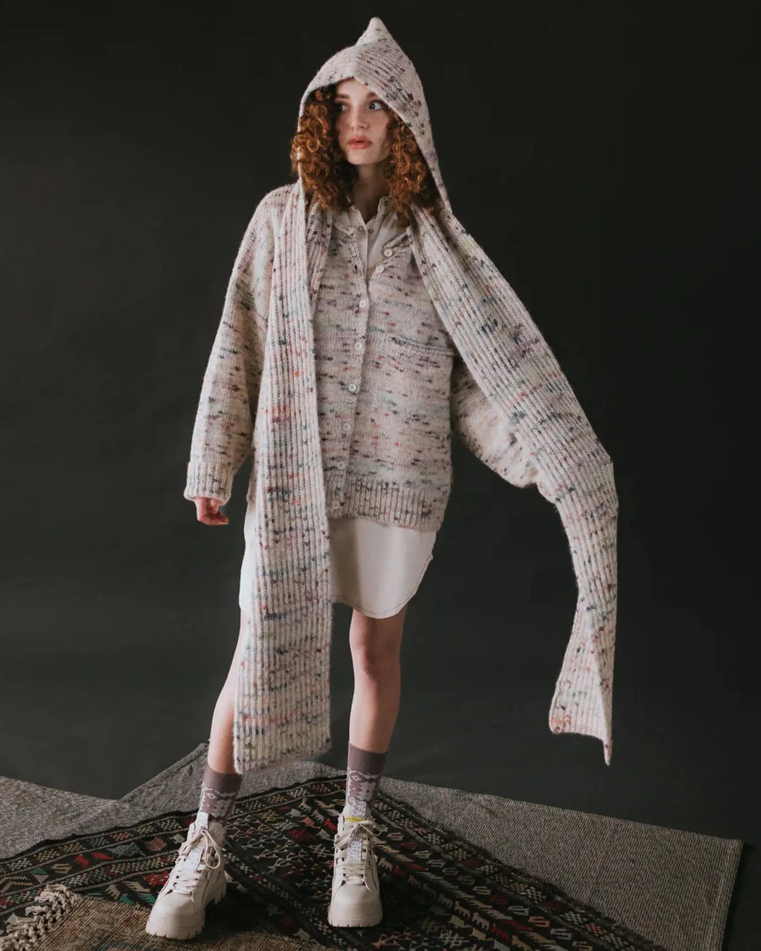 Blewog Hooded Scarf in Jewel Speckle