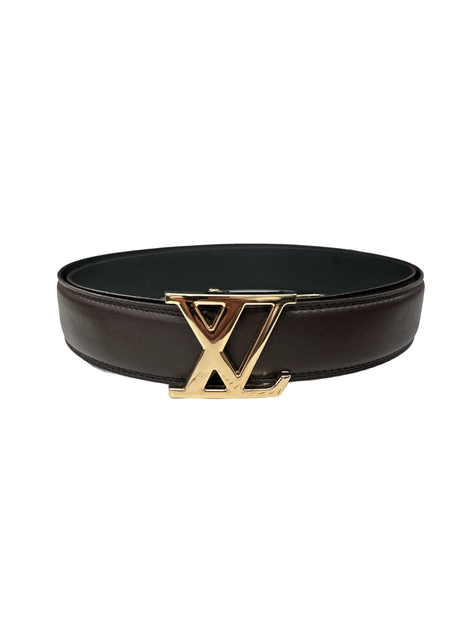Brown Men's Belt Fashion Design Genuine Leather Gold Buckle