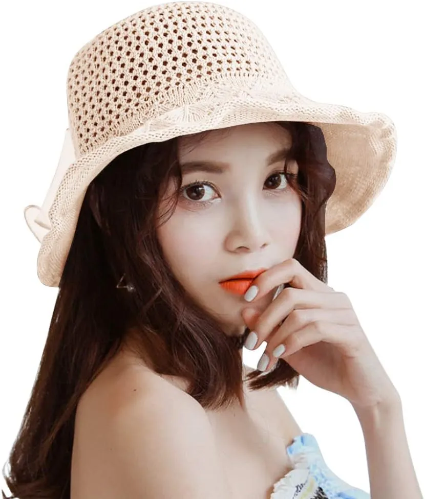 Bucket Hats for Women Lady Straw Sun Hat Summer Party Boho Hat Beach Wide Brim Cap Vacation Hats Floppy Sunhat