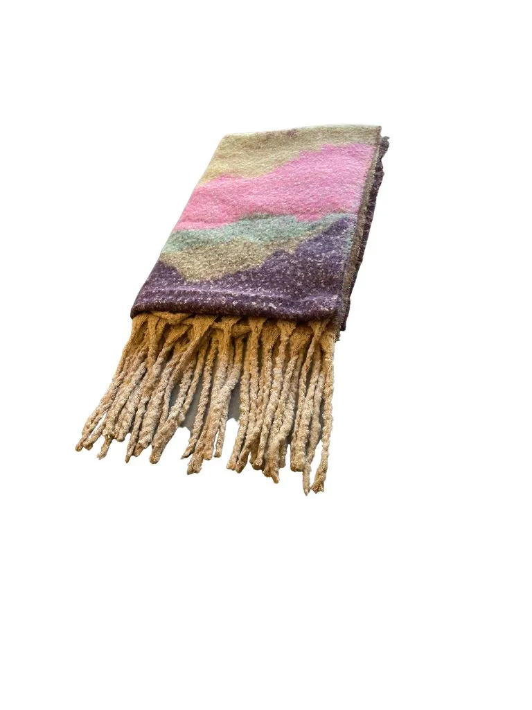 Chunky Scarf with Fringes- Multicolour