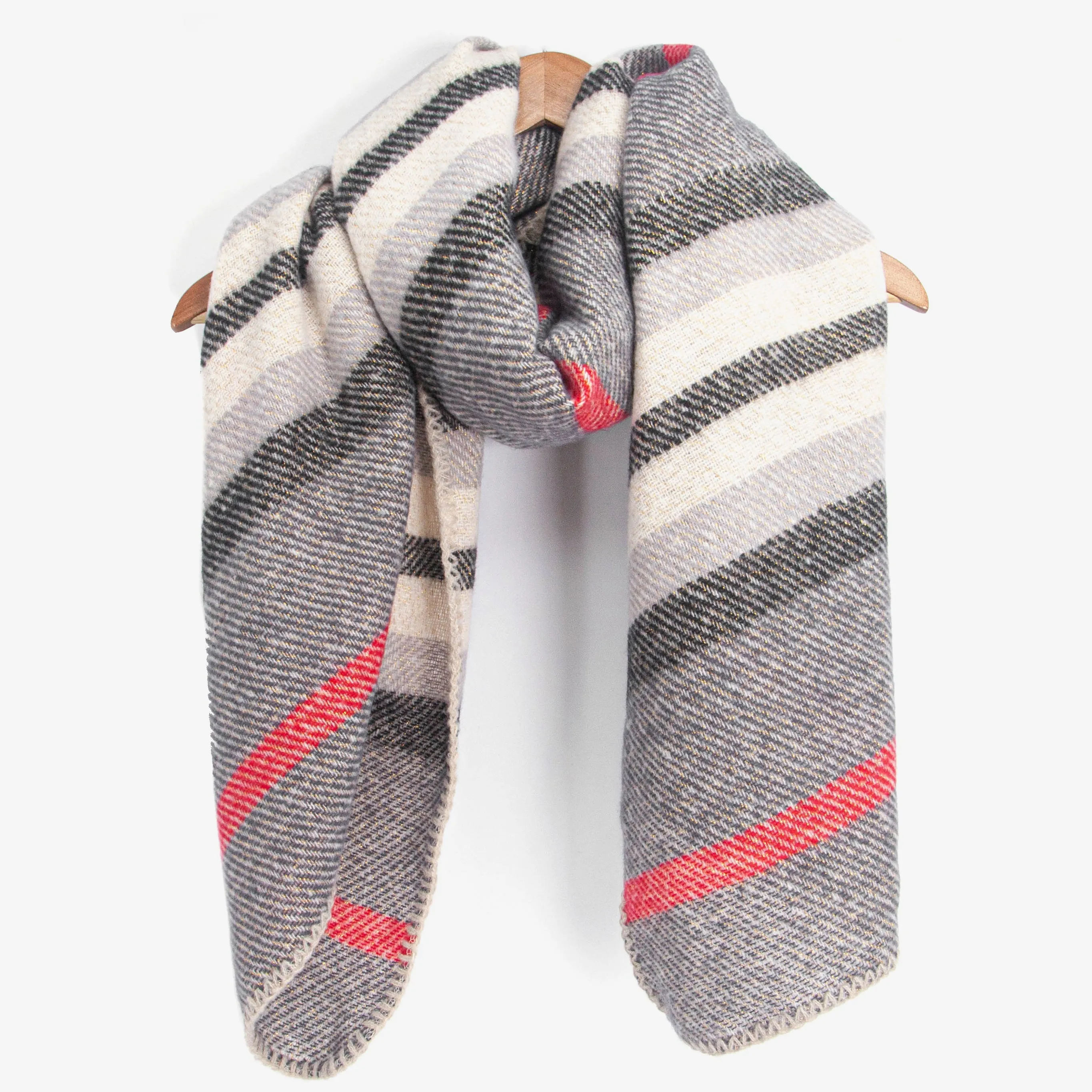Darla Heavyweight Scarf - Dark Grey, Stripe