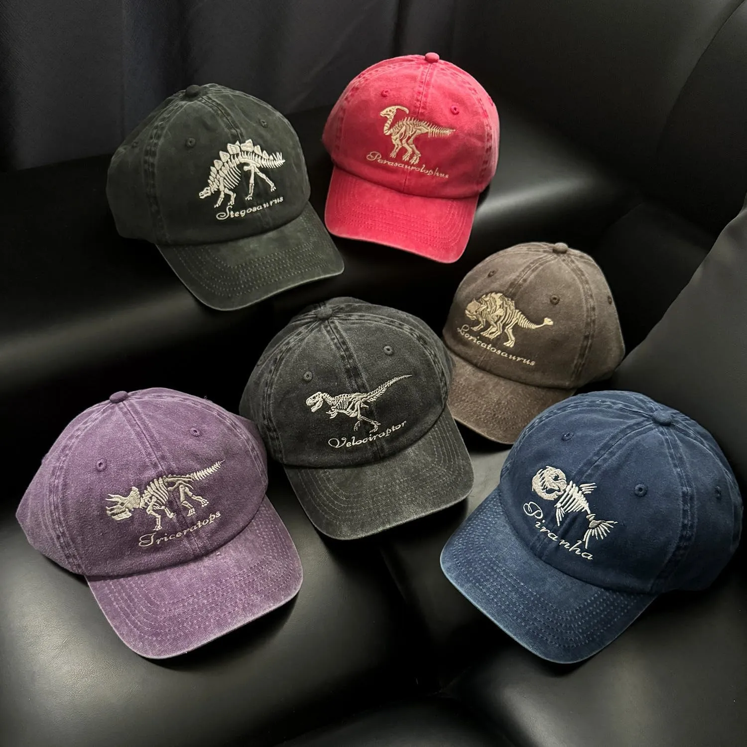 Dinosaur Embroidered Baseball Cap, Adjustable Fashion Cool Unstructured Cotton Dad Hat