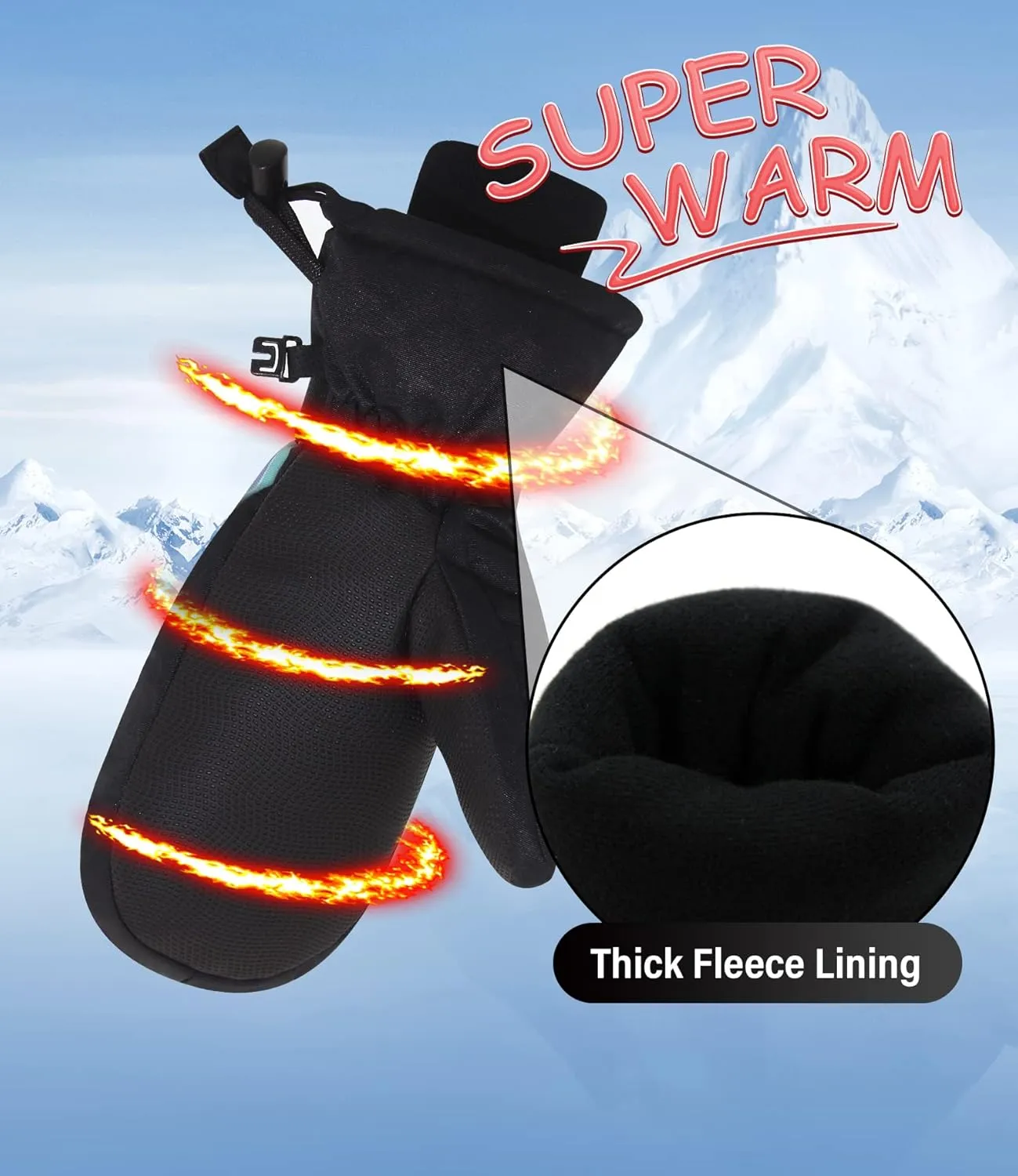 Duoyeree toddler gloves snow kids winter waterproof kids thick insulated for cold weather boys girls