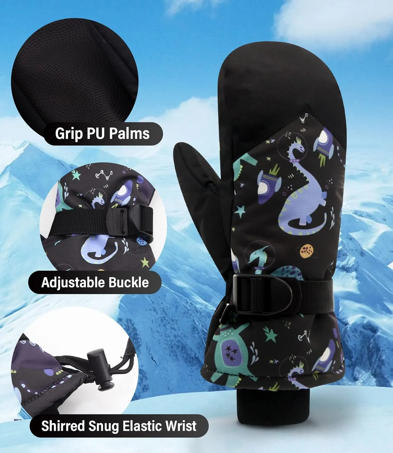 Duoyeree toddler gloves snow kids winter waterproof kids thick insulated for cold weather boys girls