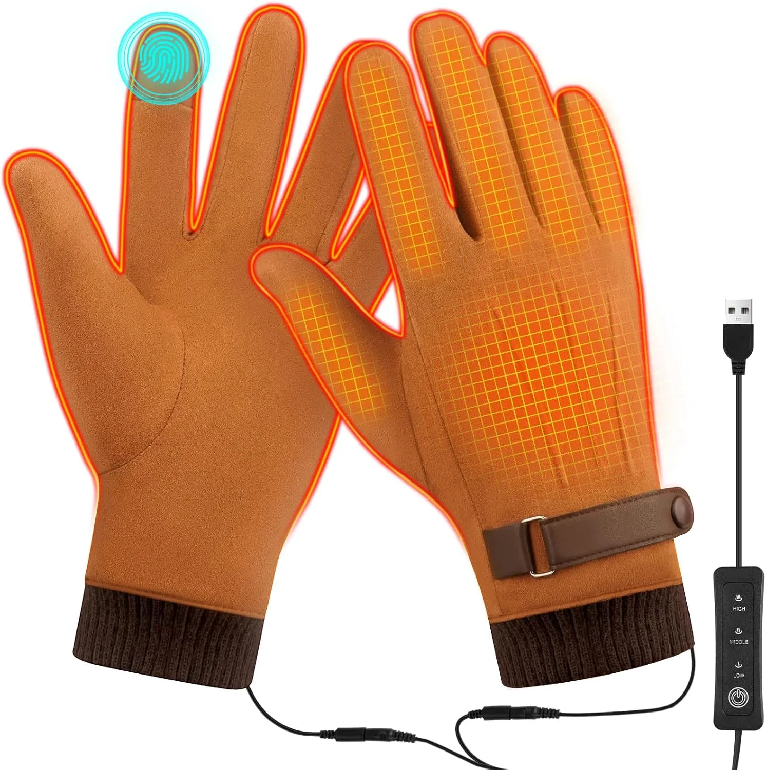 Electric 5V USB Heated Gloves for Women and Men - Winter Hand Warmer With TouchScreen Thermal for Driving and Texting