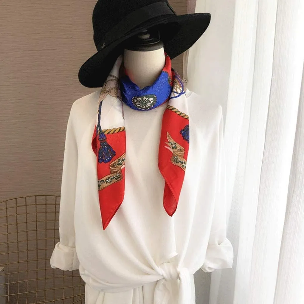French Kerchief Silk Scarf Female Red Classic Square Scarf Shawl Dual-Purpose Professional Scarf