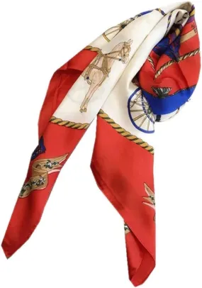 French Kerchief Silk Scarf Female Red Classic Square Scarf Shawl Dual-Purpose Professional Scarf