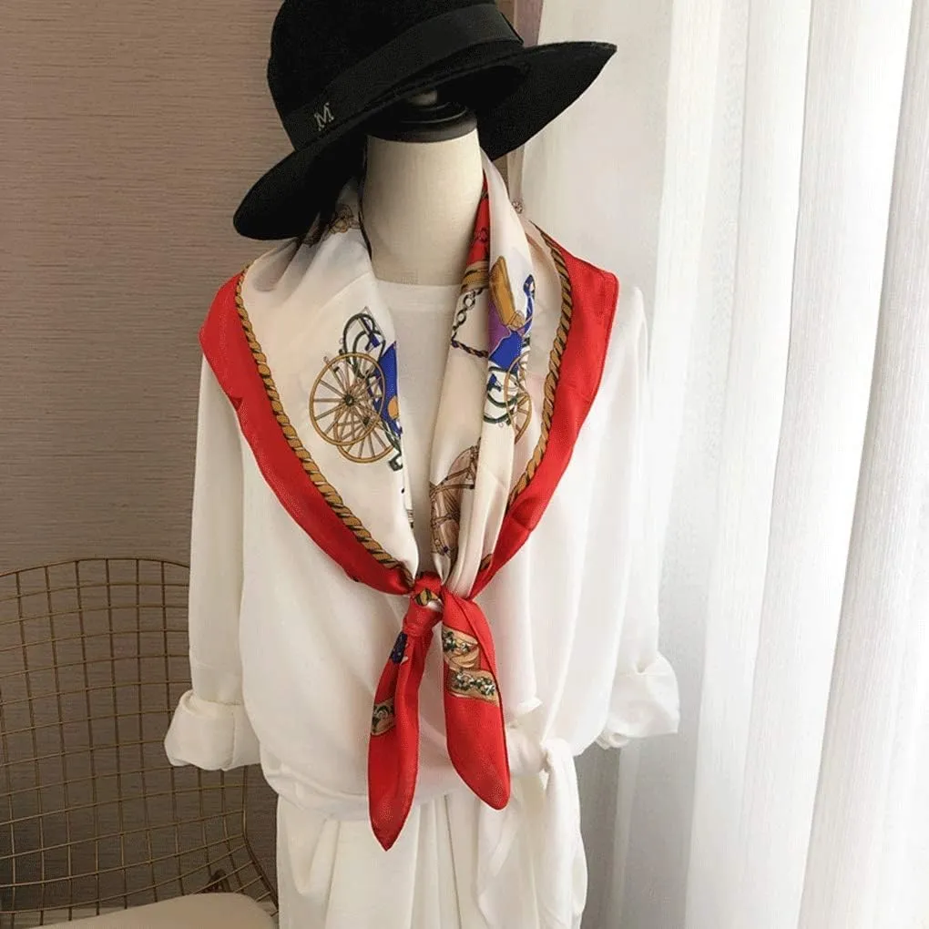 French Kerchief Silk Scarf Female Red Classic Square Scarf Shawl Dual-Purpose Professional Scarf