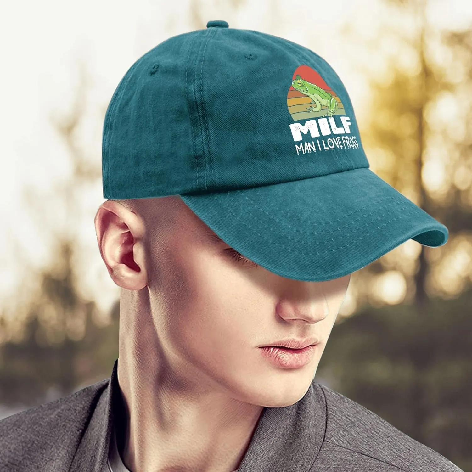 Frogs Cap 80s Hat Pigment Black Fishing Hat Gifts for Women