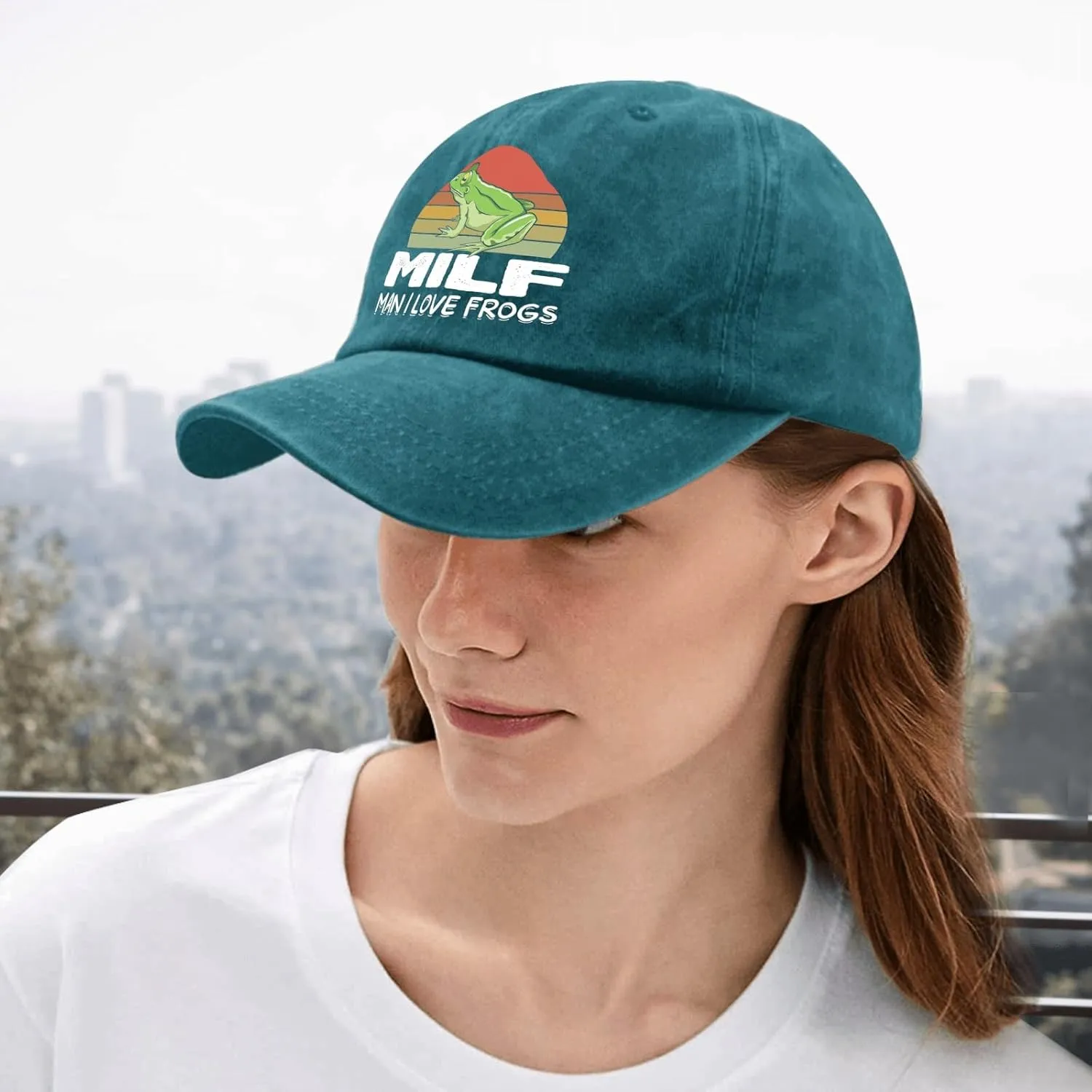 Frogs Cap 80s Hat Pigment Black Fishing Hat Gifts for Women