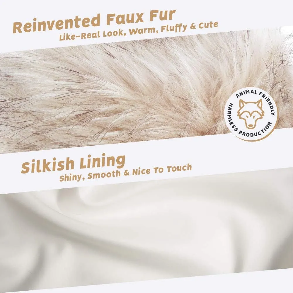 Futrzane Classic Scarf - Faux Fur Scarves Collars for Women - Long Neck Warmer