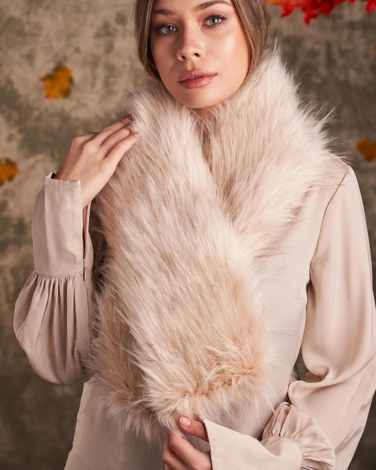Futrzane Classic Scarf - Faux Fur Scarves Collars for Women - Long Neck Warmer