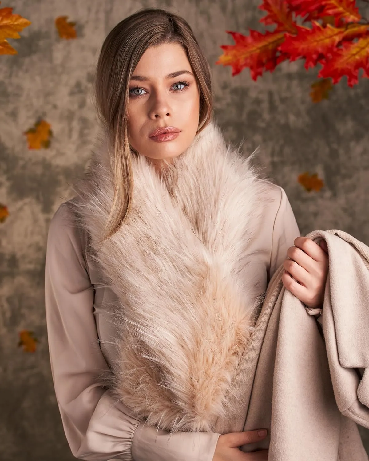 Futrzane Classic Scarf - Faux Fur Scarves Collars for Women - Long Neck Warmer