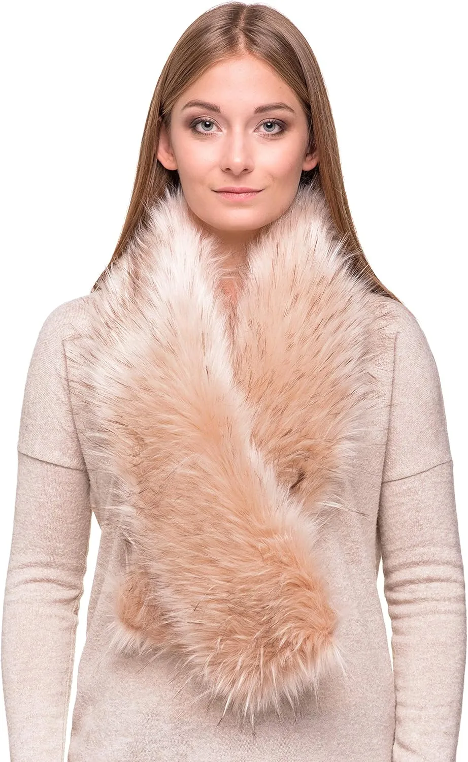 Futrzane Classic Scarf - Faux Fur Scarves Collars for Women - Long Neck Warmer