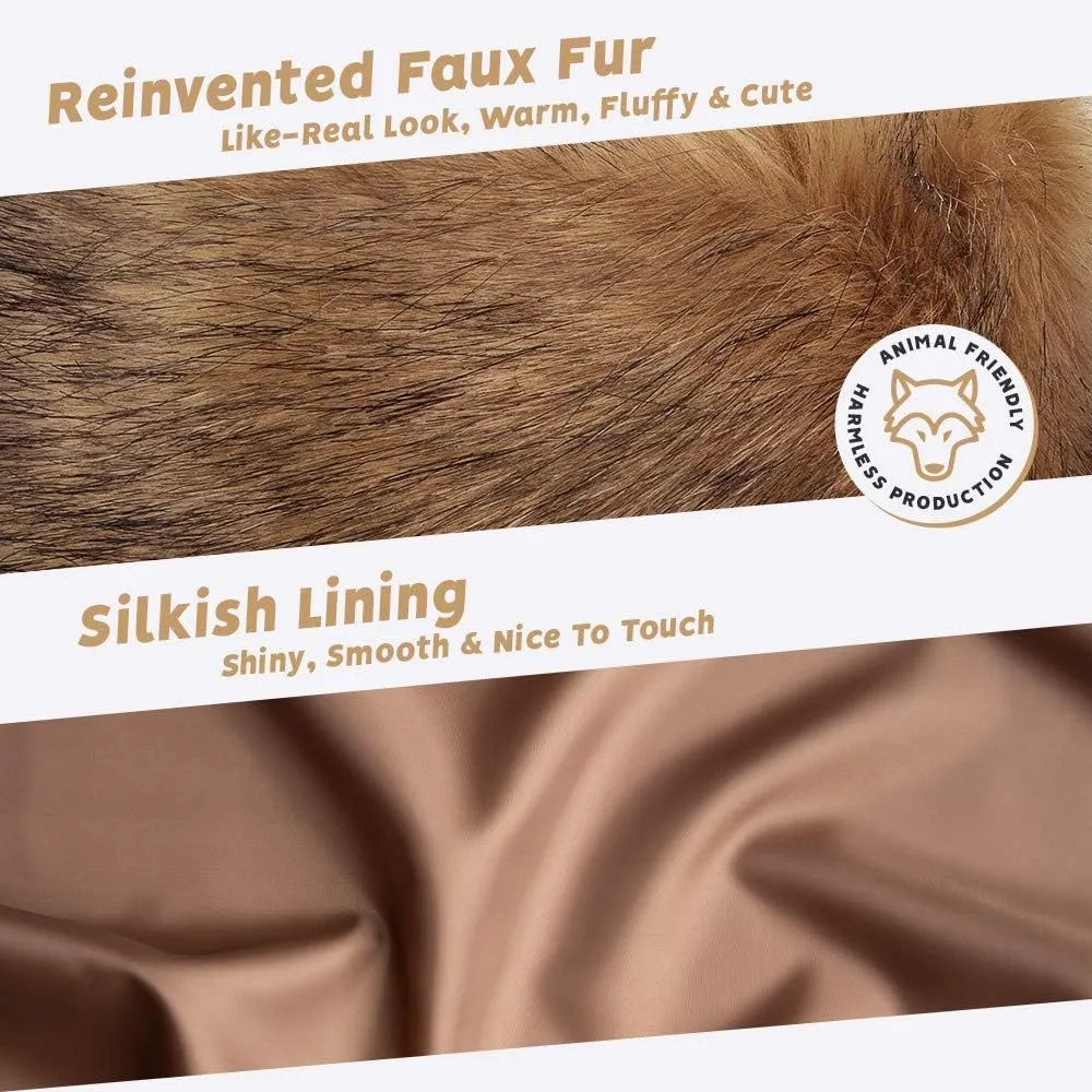 Futrzane Classic Scarf - Faux Fur Scarves Collars for Women - Long Neck Warmer