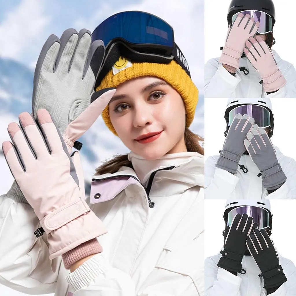 Gloves,Women Winter Waterproof Snow Gloves Floral Embroidery Thermal Insulated Warm Snowboard Mittens