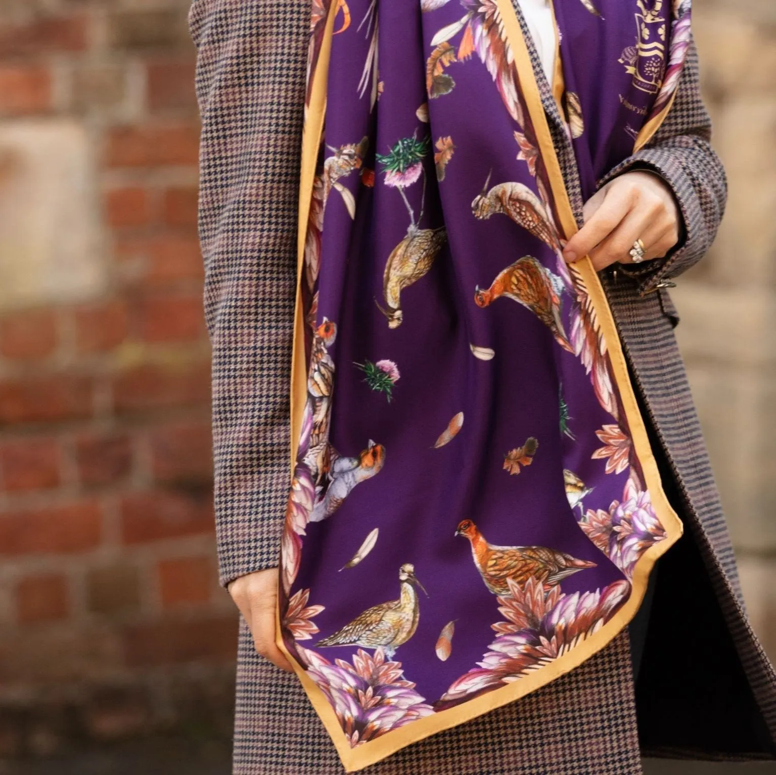 Grouse Misconduct Aubergine & Gold Classic Silk Scarf