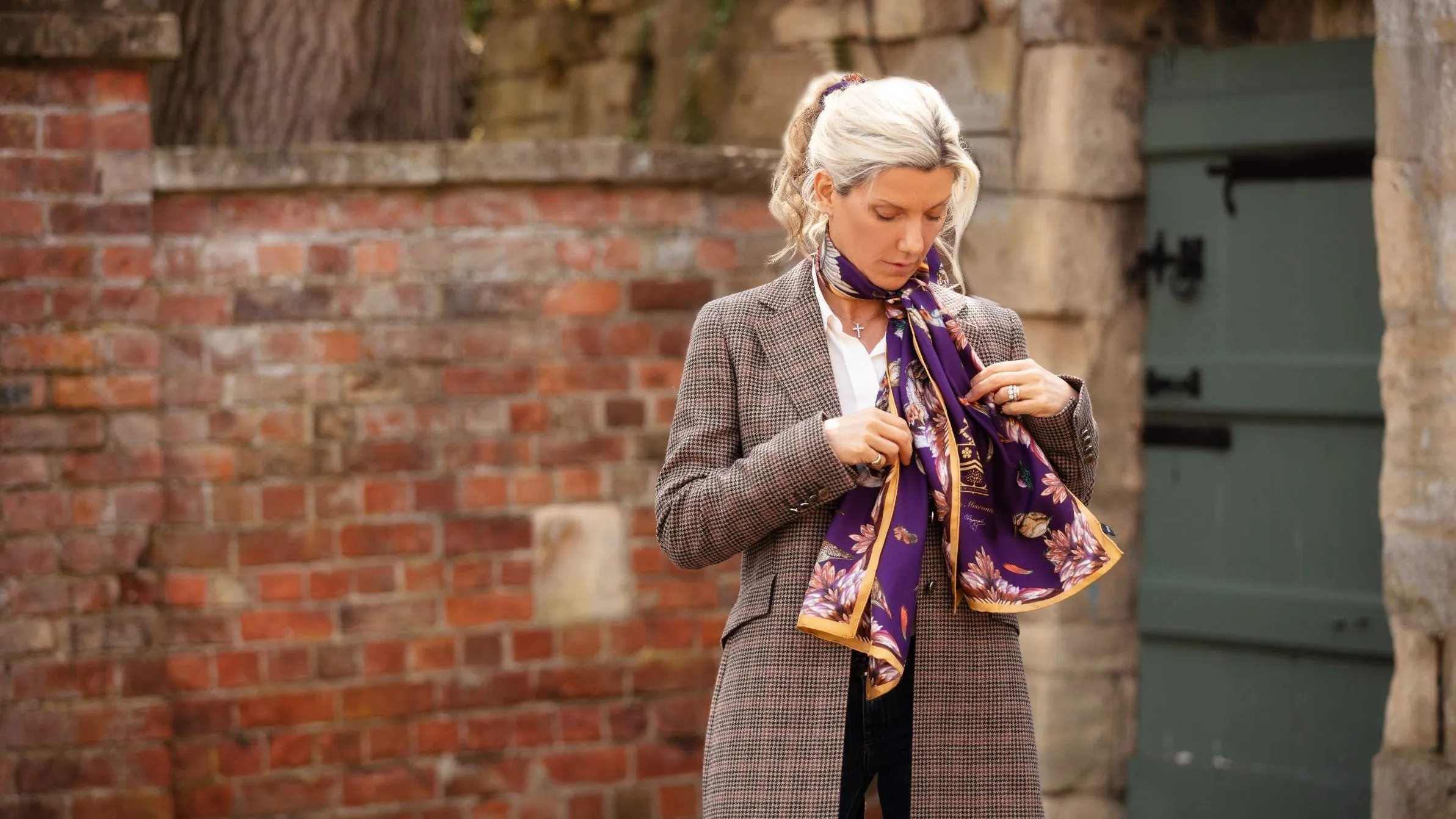 Grouse Misconduct Aubergine & Gold Classic Silk Scarf