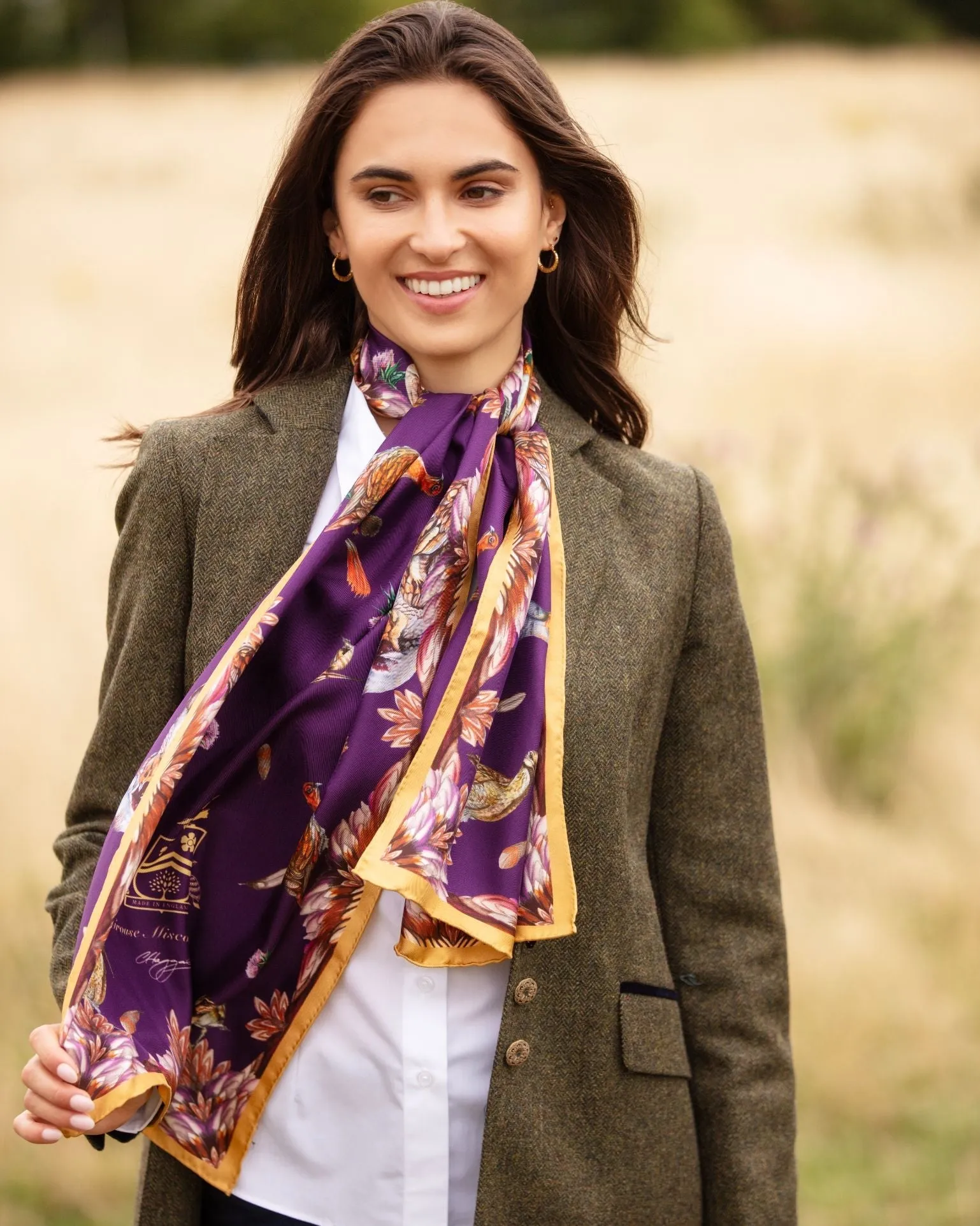 Grouse Misconduct Aubergine & Gold Classic Silk Scarf