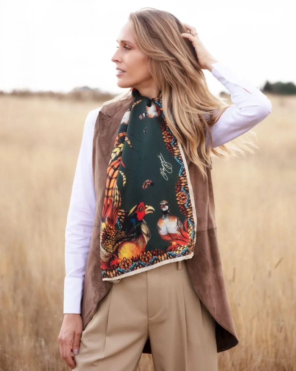 Heads or Tails Khaki Classic Silk Scarf