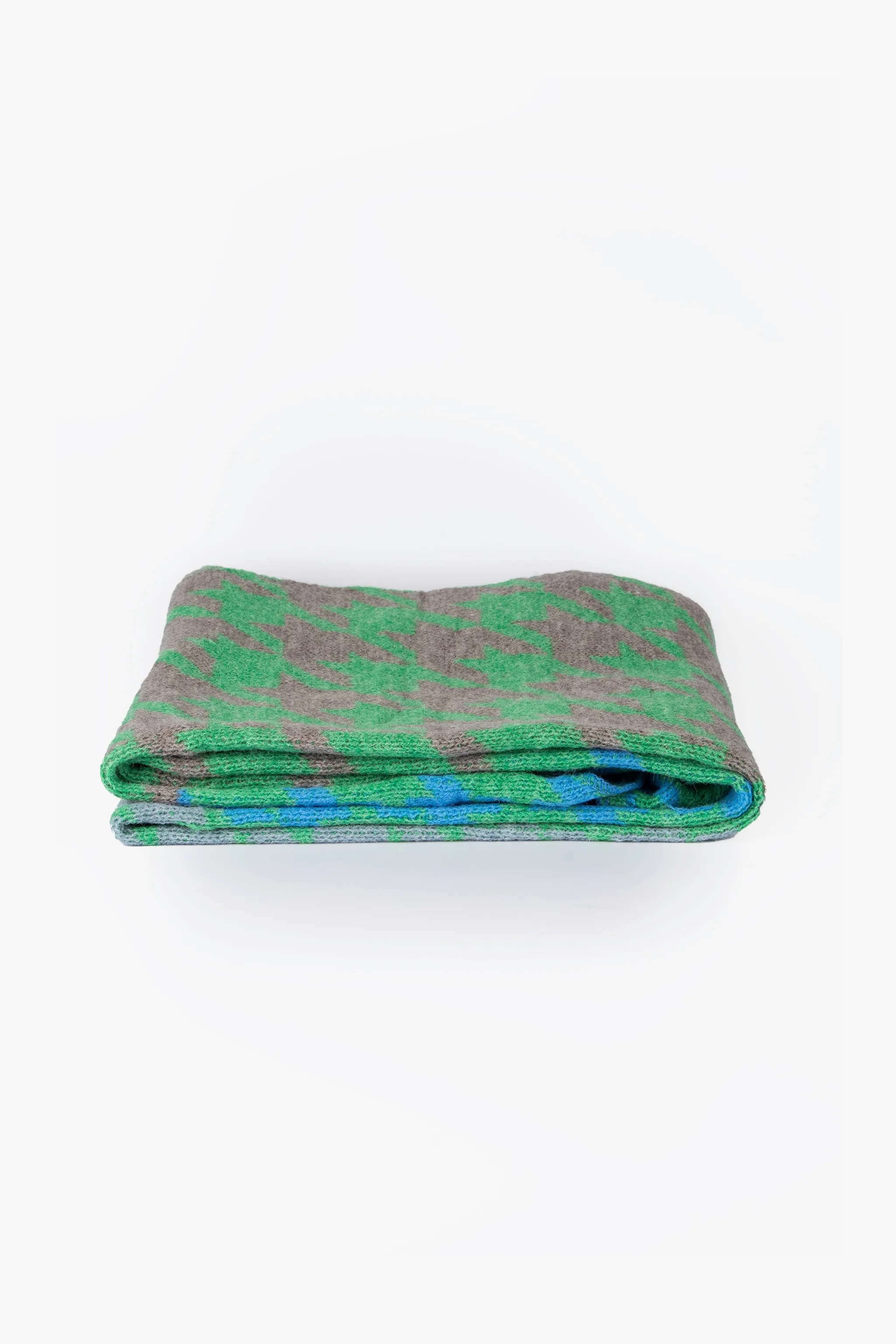 Jana Heavyweight Scarf - Green/Grey, Houndstooth