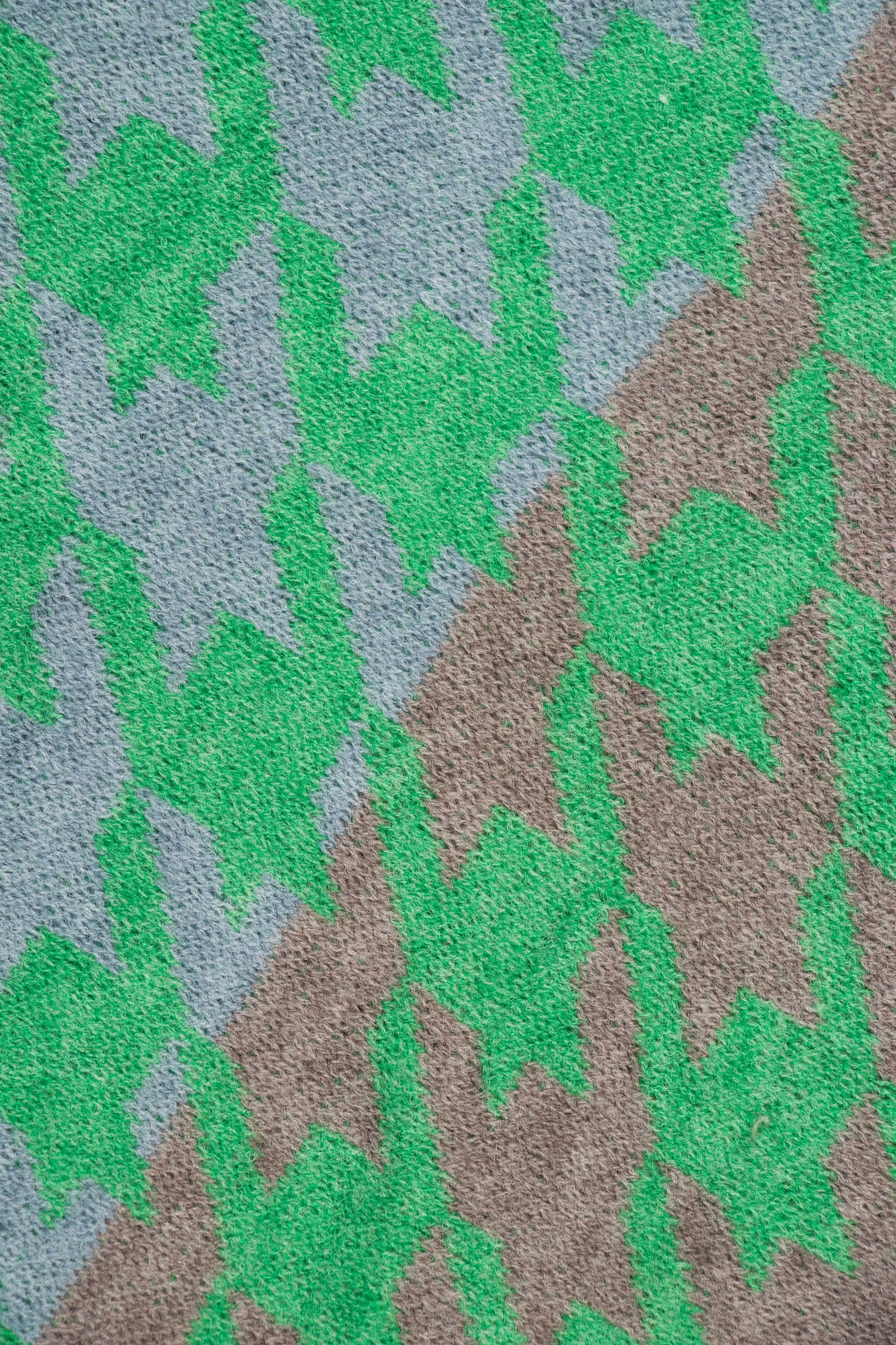 Jana Heavyweight Scarf - Green/Grey, Houndstooth