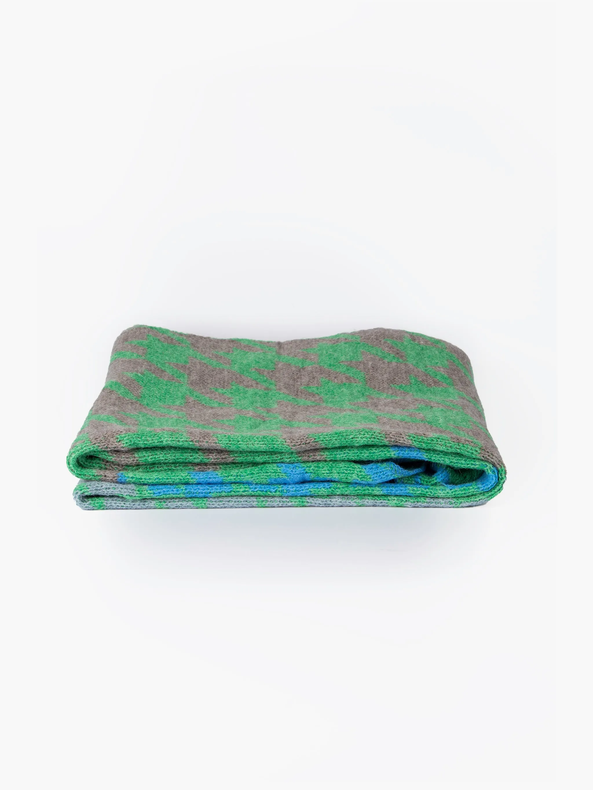Jana Heavyweight Scarf - Green/Grey, Houndstooth