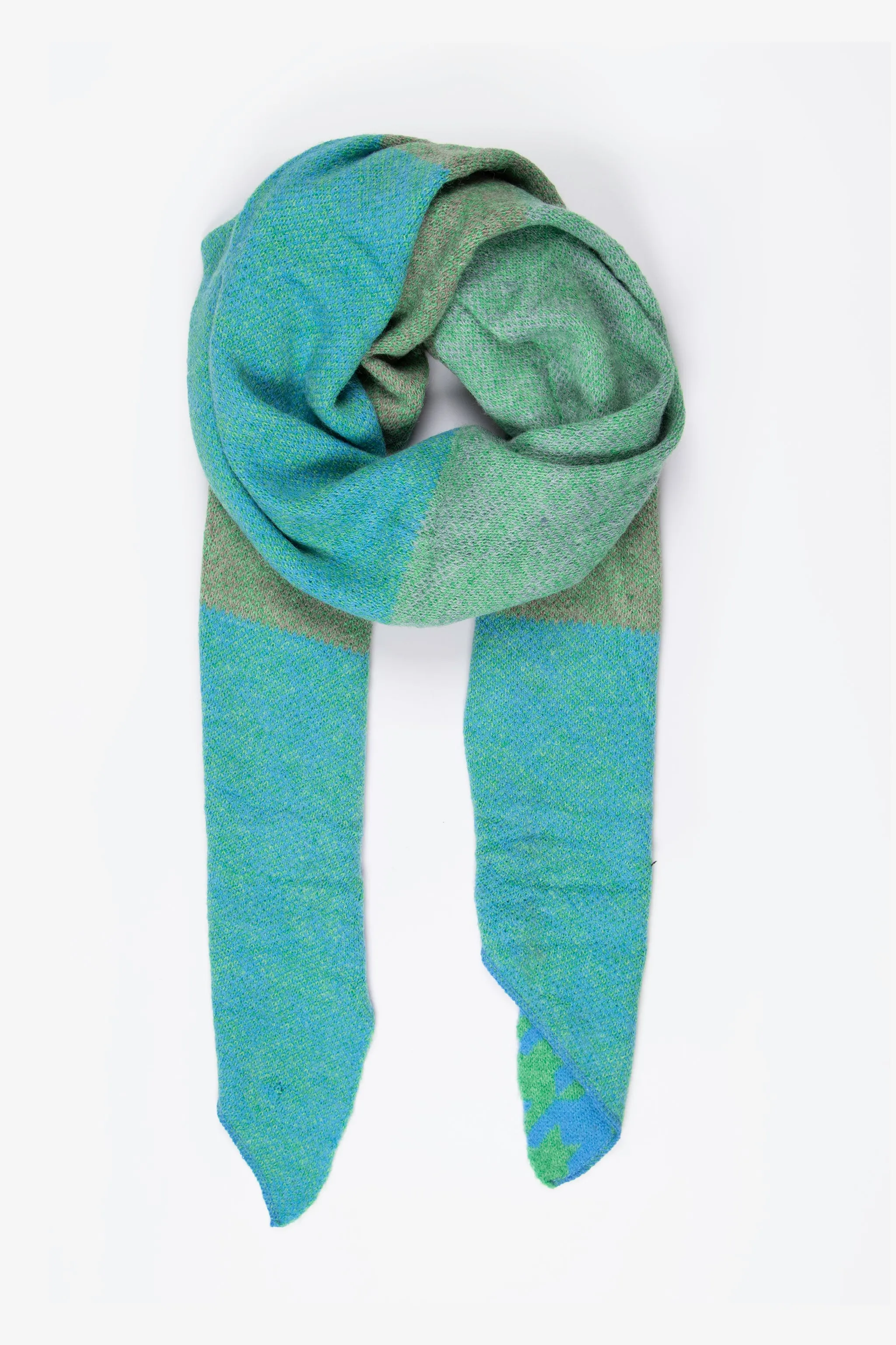 Jana Heavyweight Scarf - Green/Grey, Houndstooth
