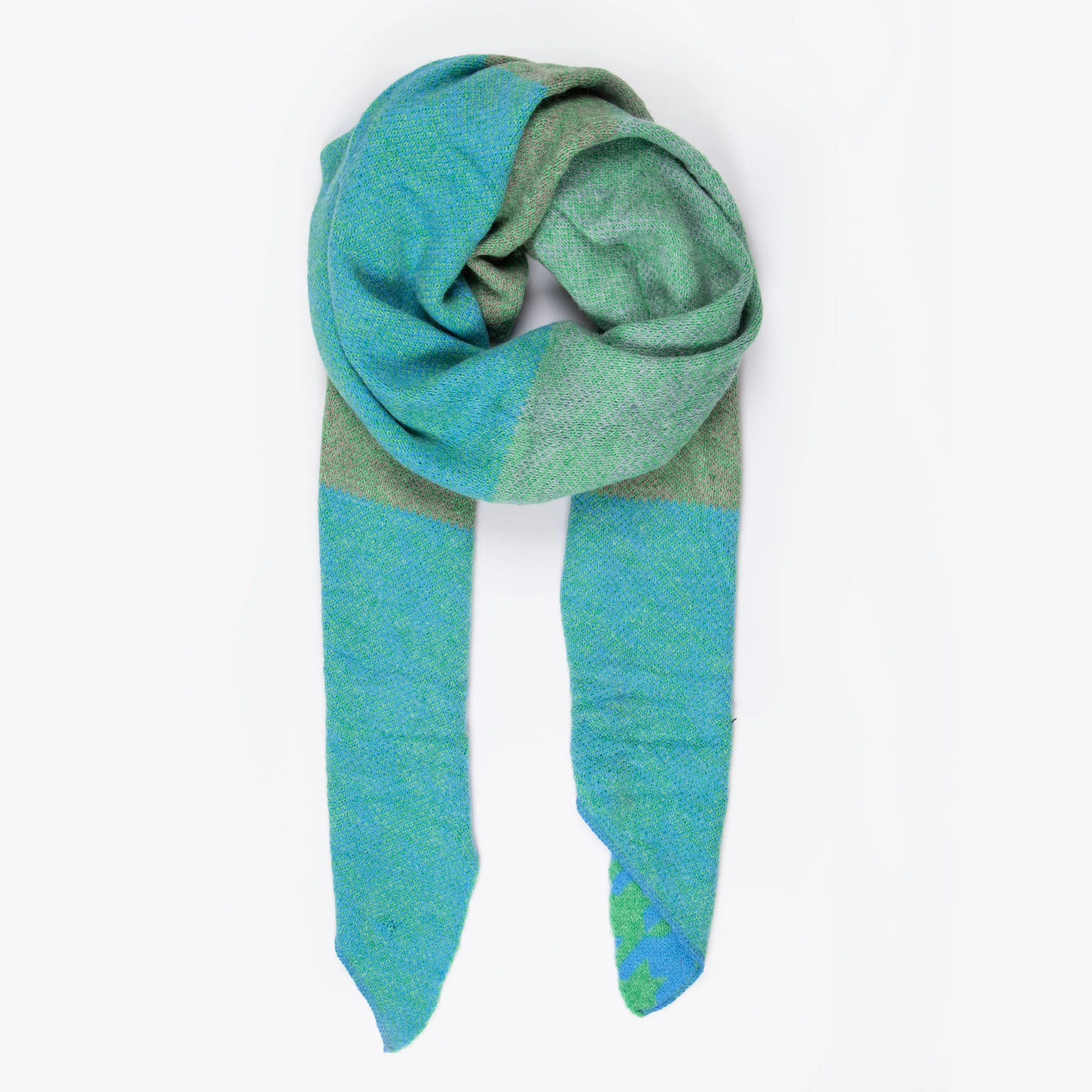 Jana Heavyweight Scarf - Green/Grey, Houndstooth