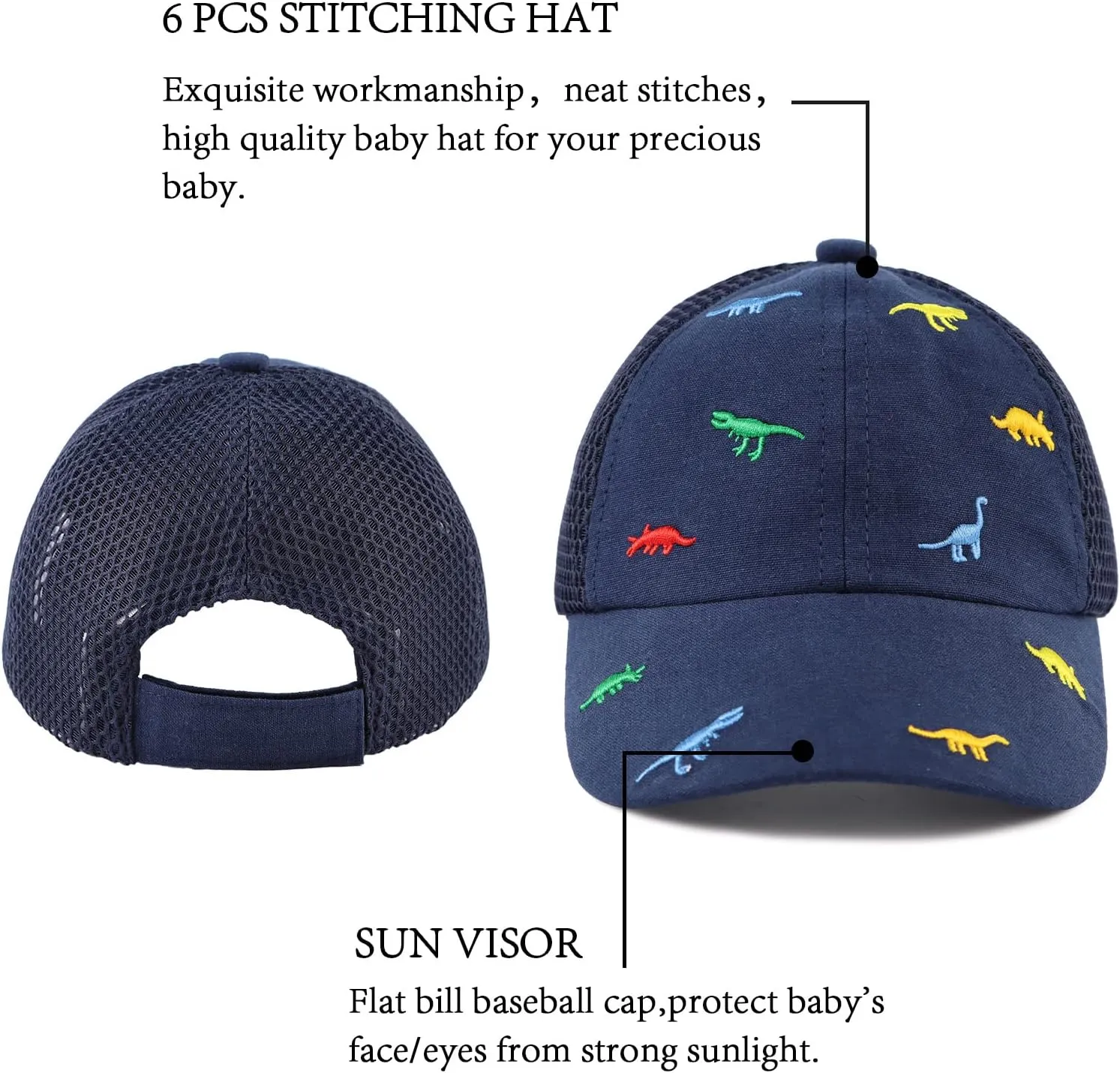 JANGANNSA Dinosaur Boys Girls Caps Embroidery Baby Baseball Caps Cotton Infant Toddler Kids Hat Spring Summer Autumn