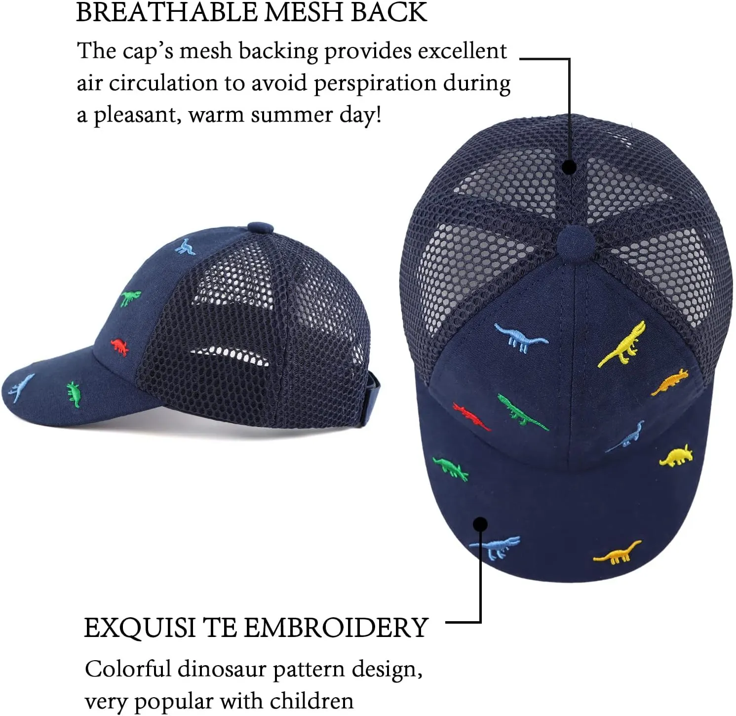 JANGANNSA Dinosaur Boys Girls Caps Embroidery Baby Baseball Caps Cotton Infant Toddler Kids Hat Spring Summer Autumn