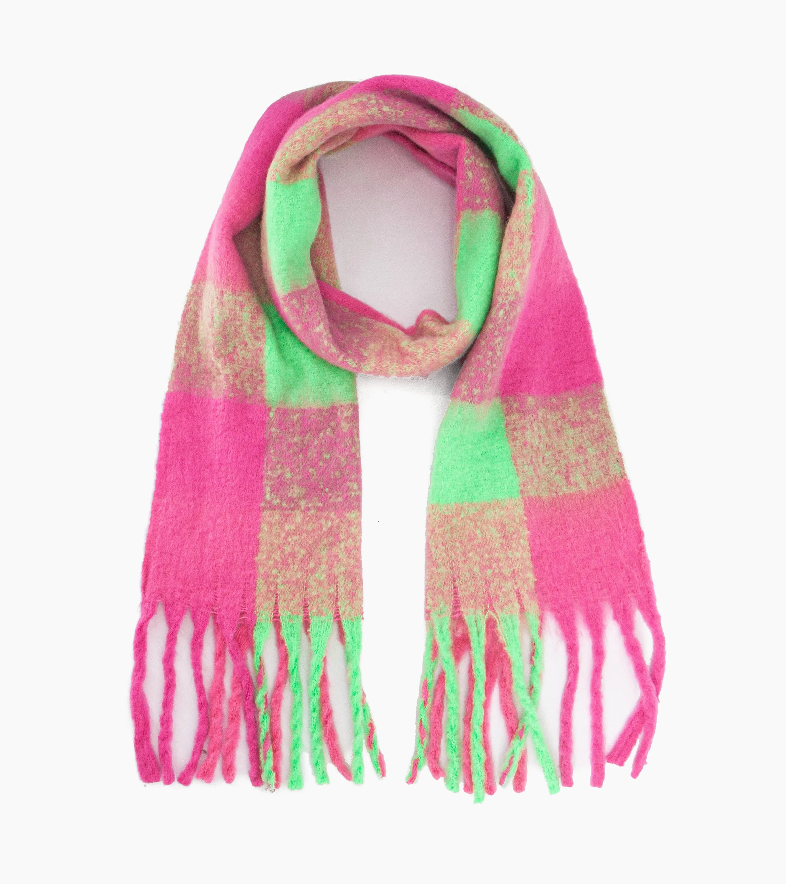 Joey Heavyweight Scarf - Fuchsia, Square Check