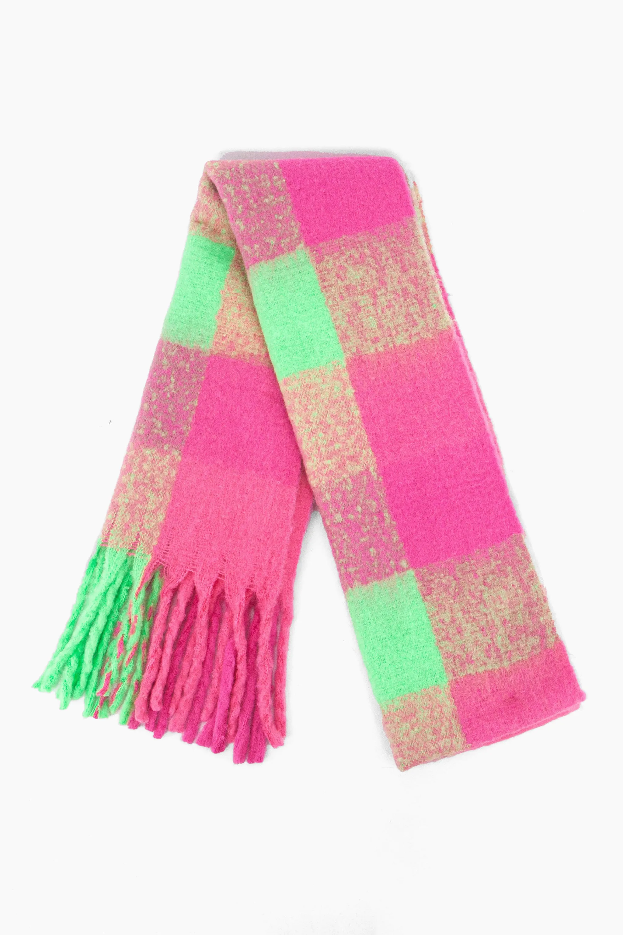 Joey Heavyweight Scarf - Fuchsia, Square Check