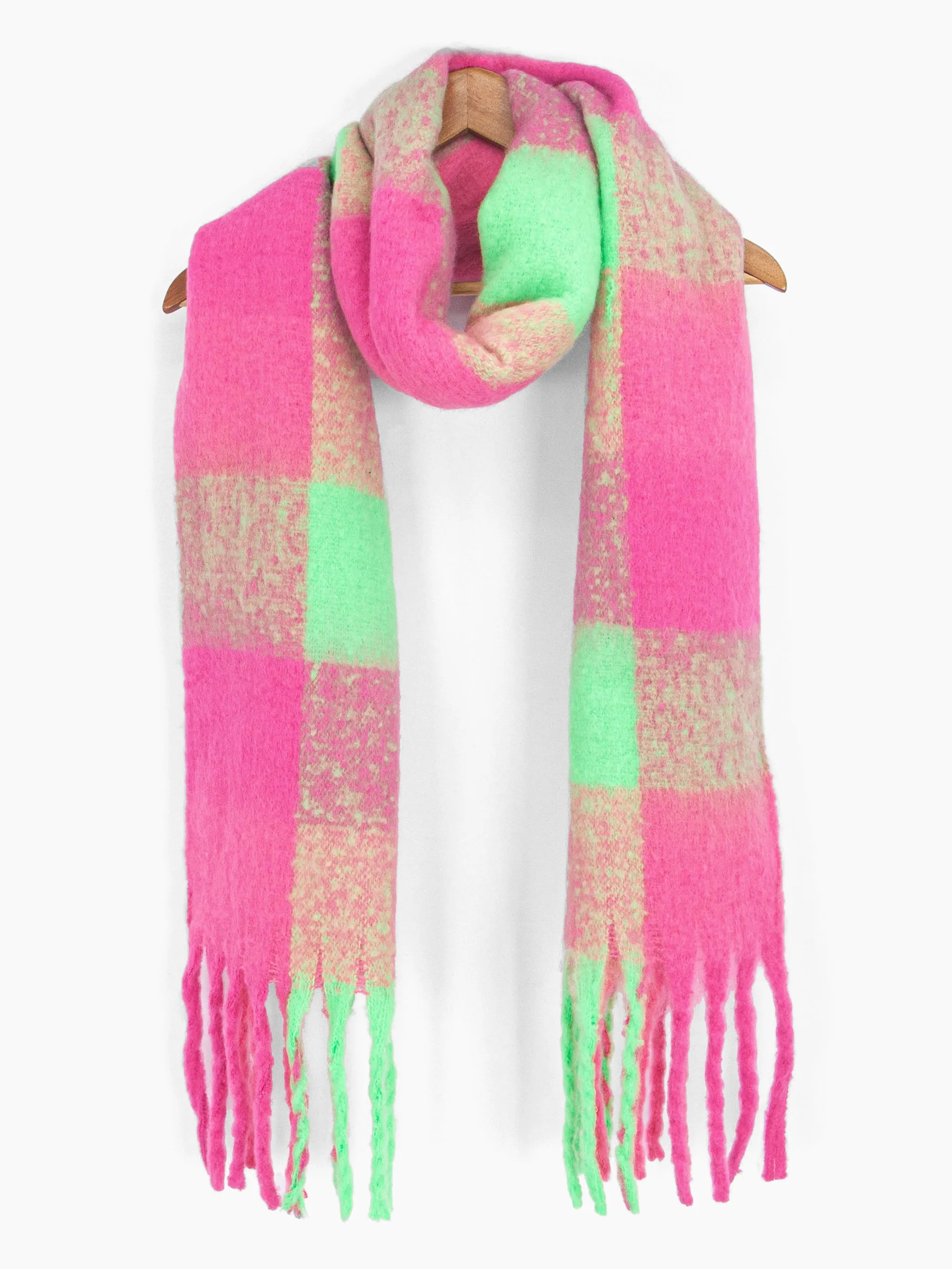 Joey Heavyweight Scarf - Fuchsia, Square Check
