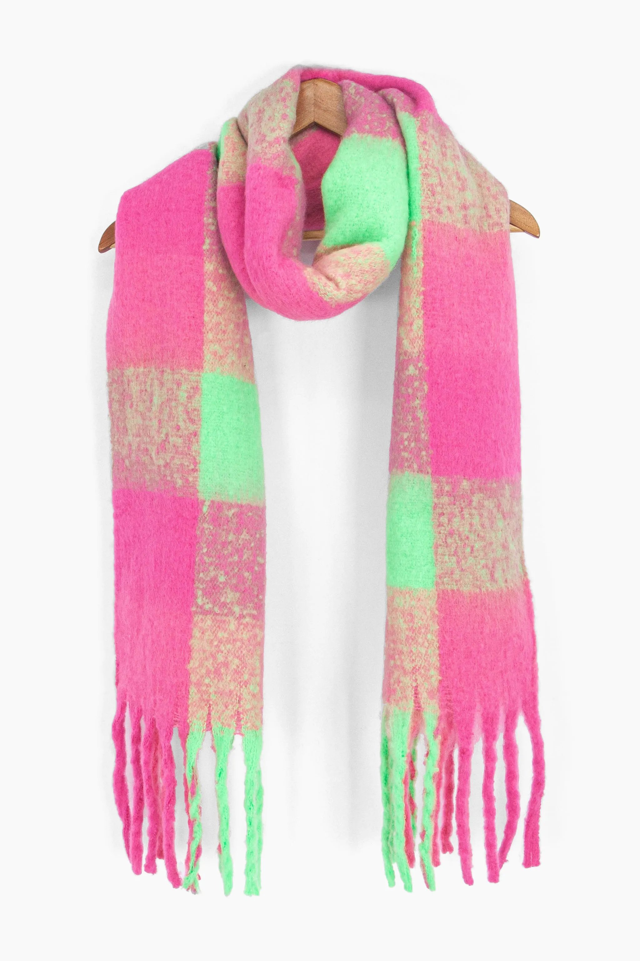 Joey Heavyweight Scarf - Fuchsia, Square Check