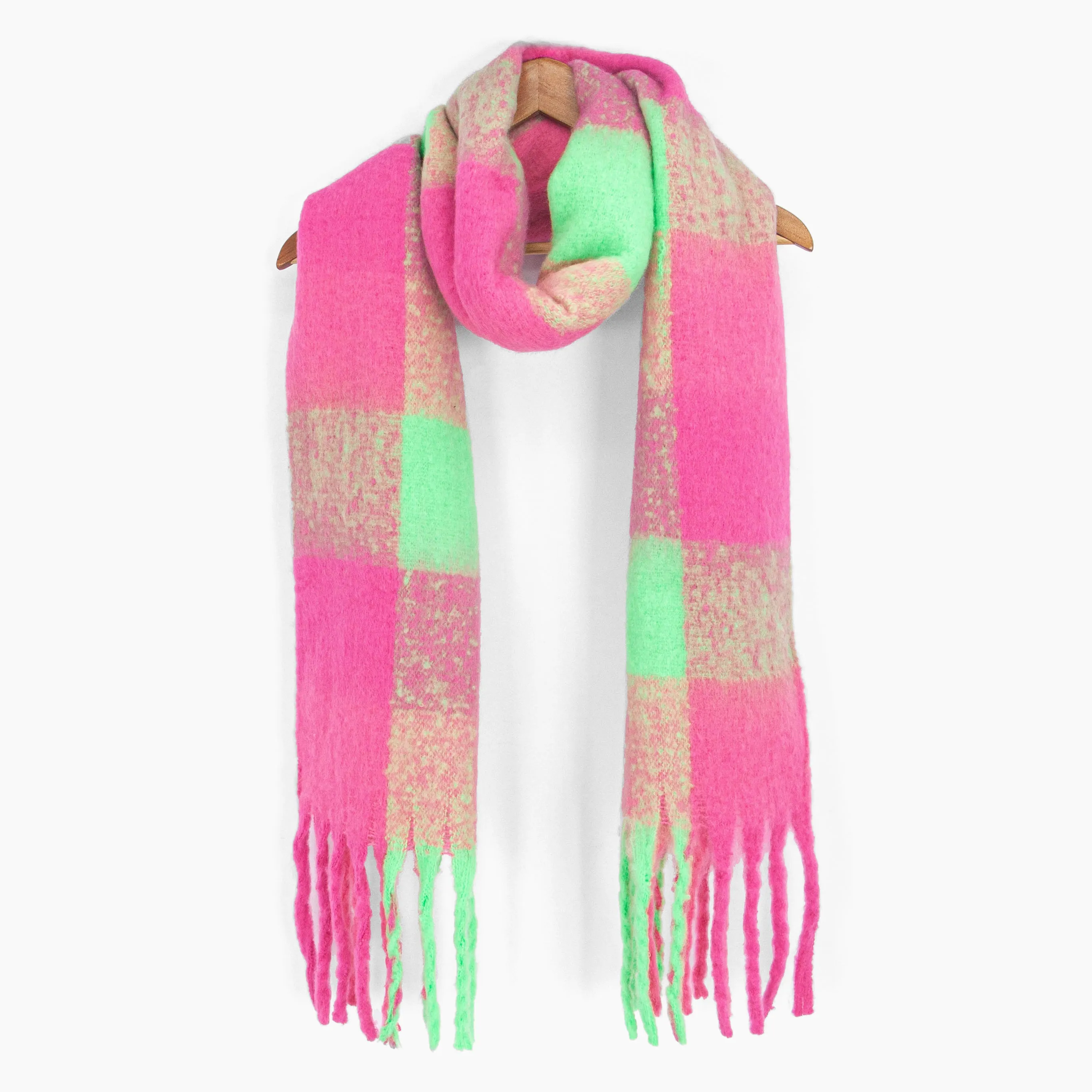 Joey Heavyweight Scarf - Fuchsia, Square Check