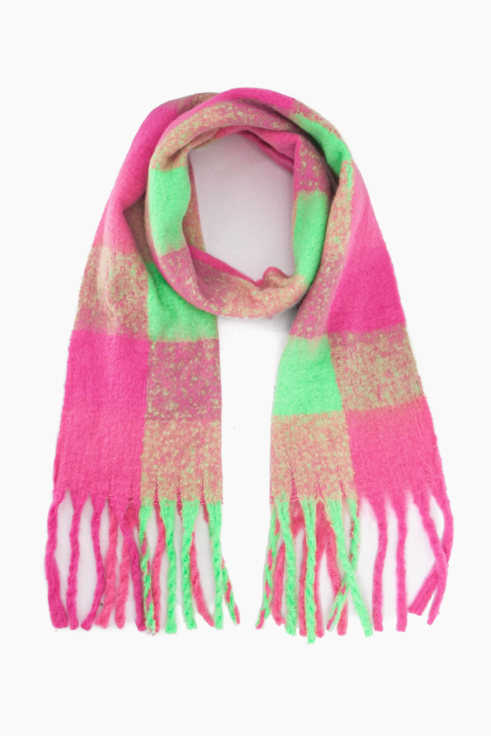 Joey Heavyweight Scarf - Fuchsia, Square Check