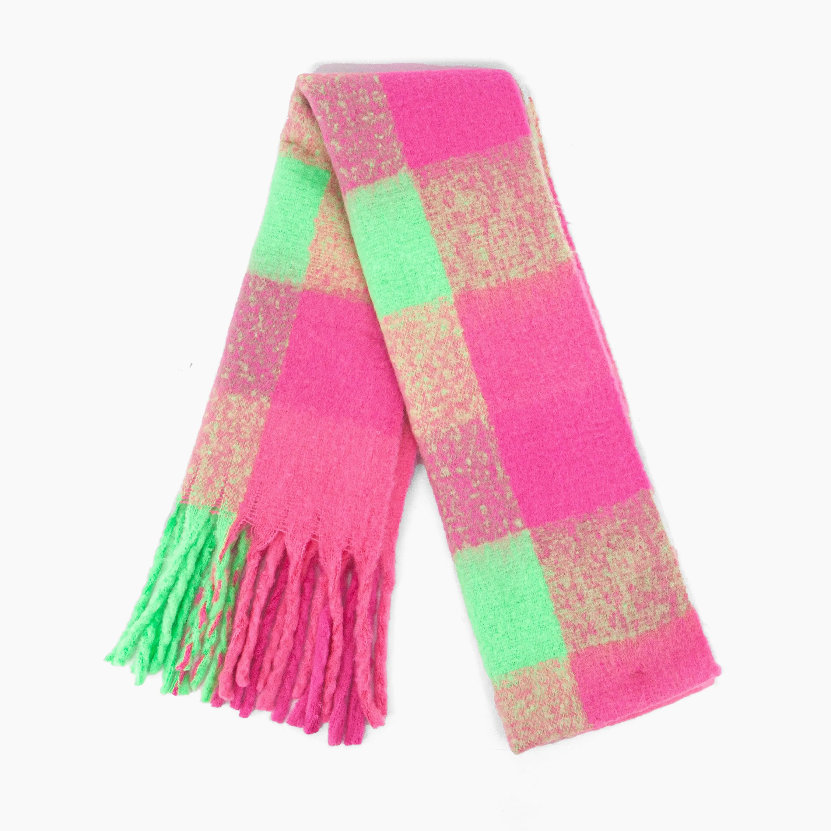 Joey Heavyweight Scarf - Fuchsia, Square Check
