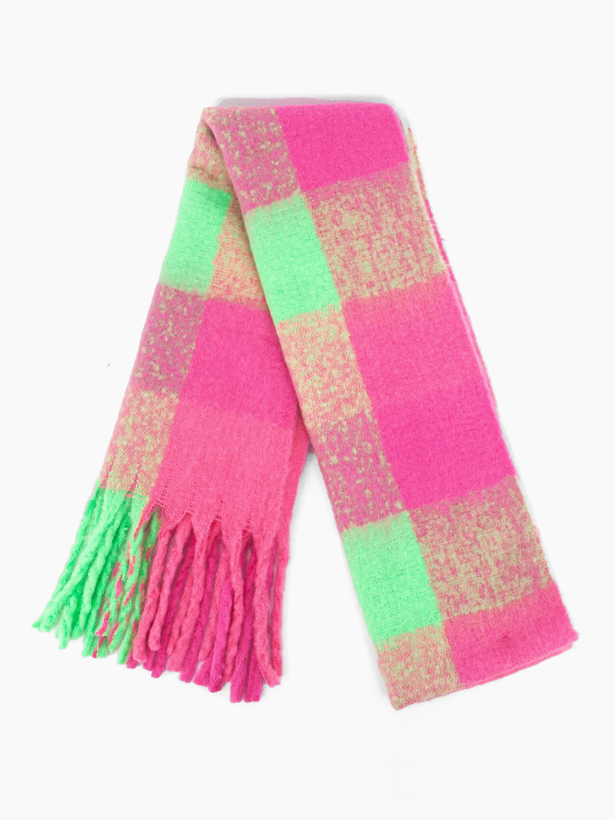 Joey Heavyweight Scarf - Fuchsia, Square Check