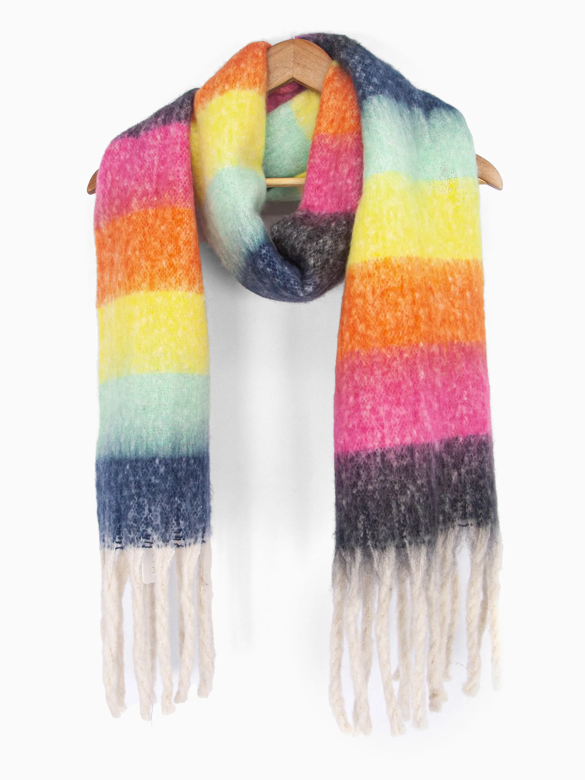 Joey Heavyweight Scarf - Multi, Rainbow Stripe