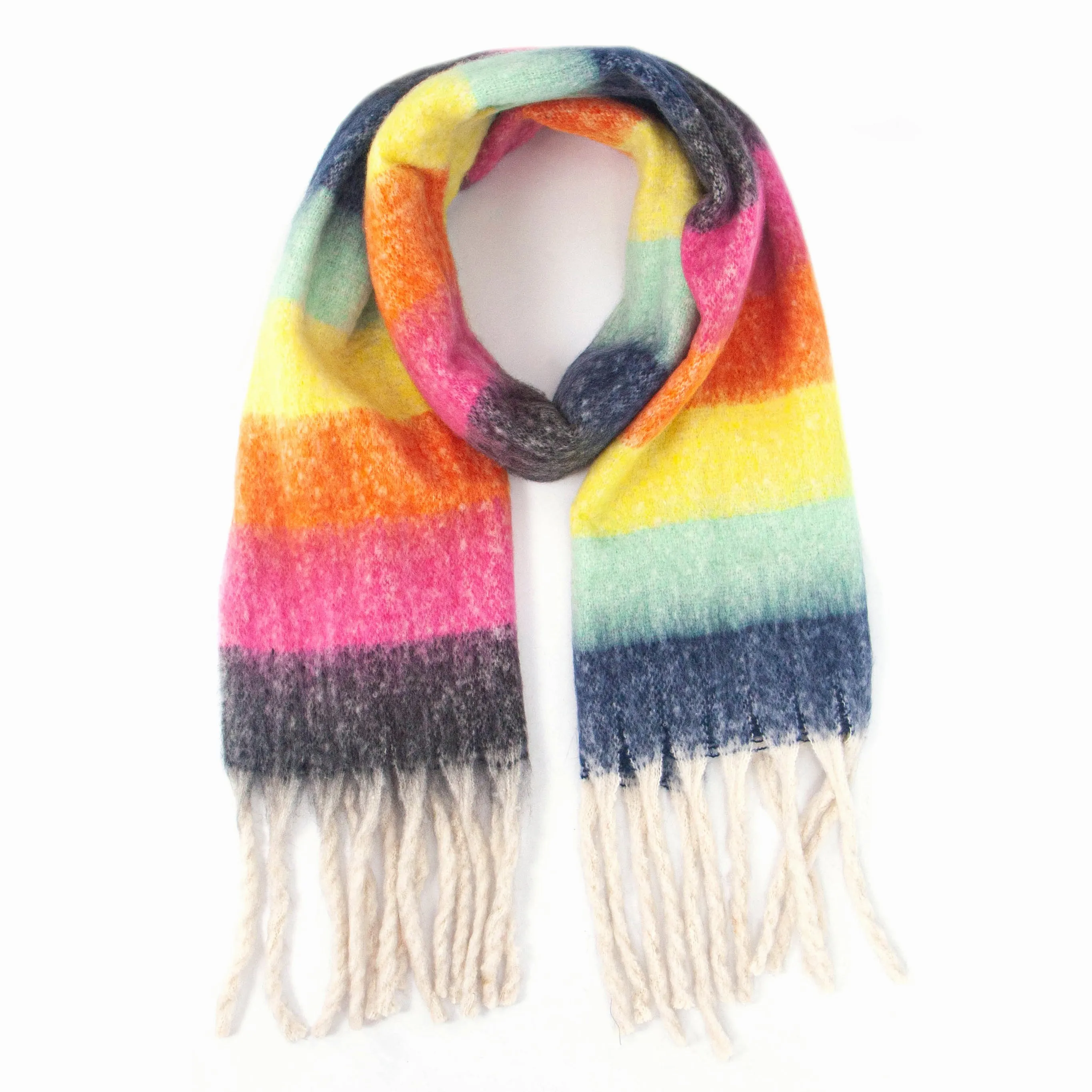 Joey Heavyweight Scarf - Multi, Rainbow Stripe